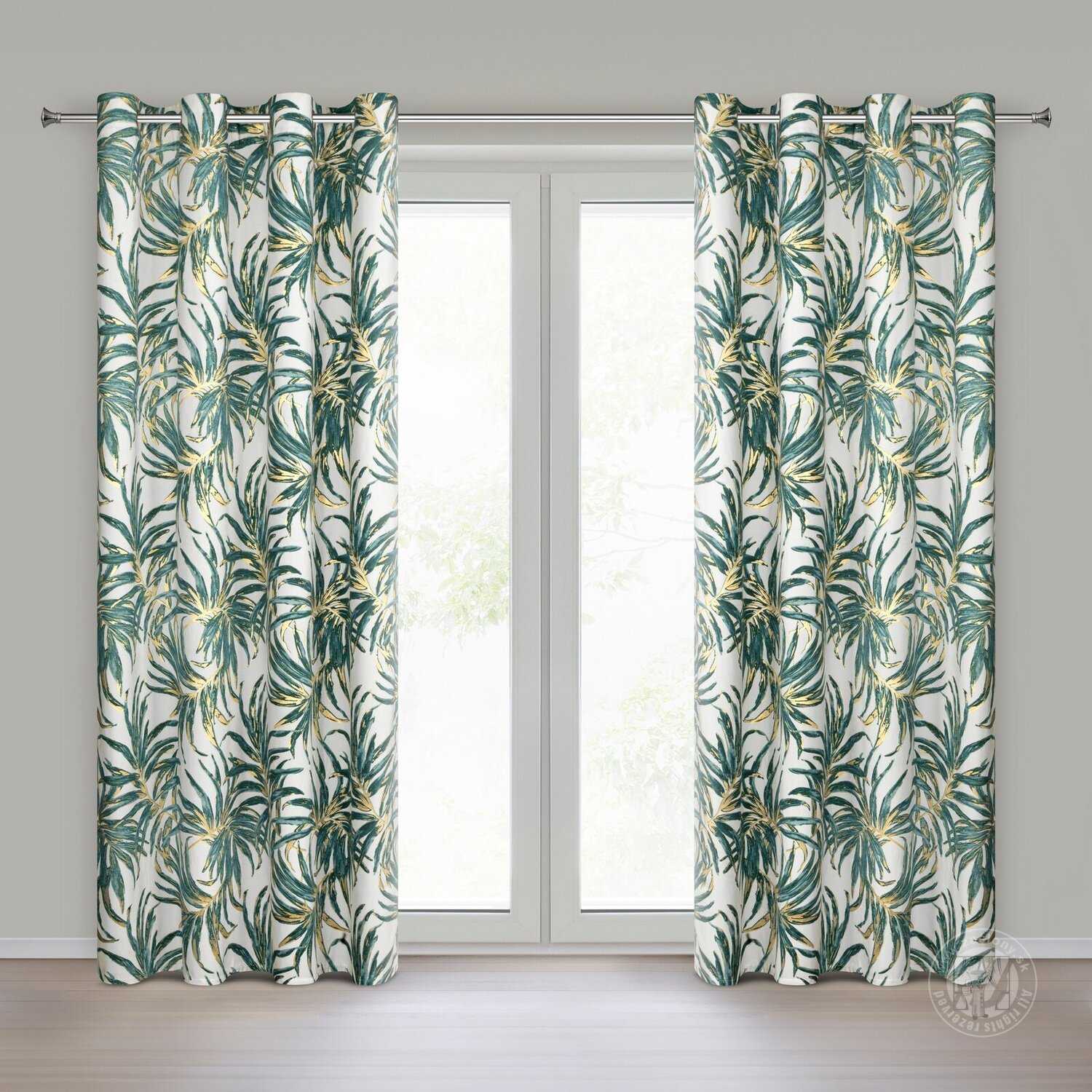 Záves ALENA na krúžkoch 140x250cm biely/zelený