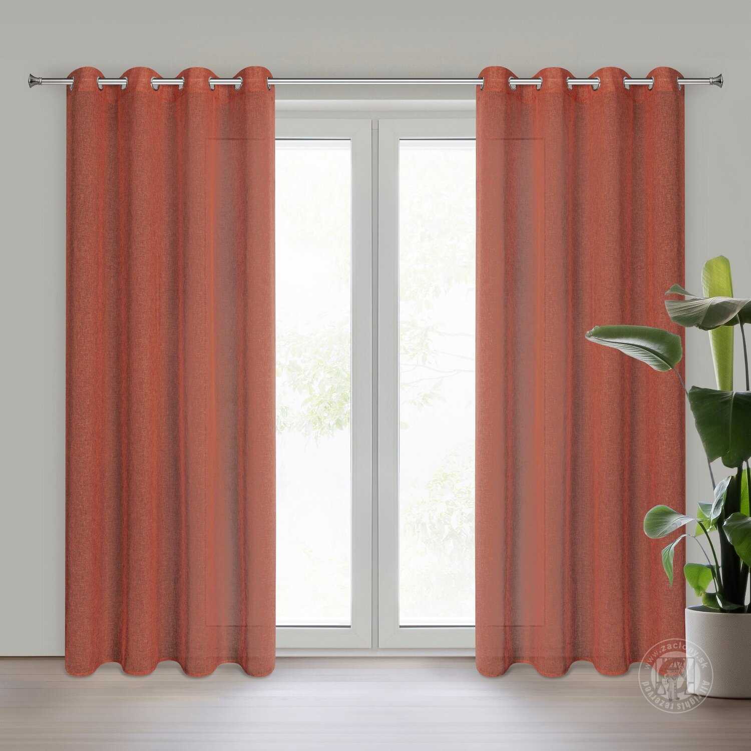 Záves ANGELICA na krúžkoch 140x250cm tehlový