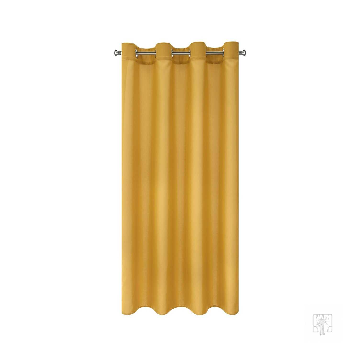 Krátky záves RITA na krúžkoch horčicový 140x175cm