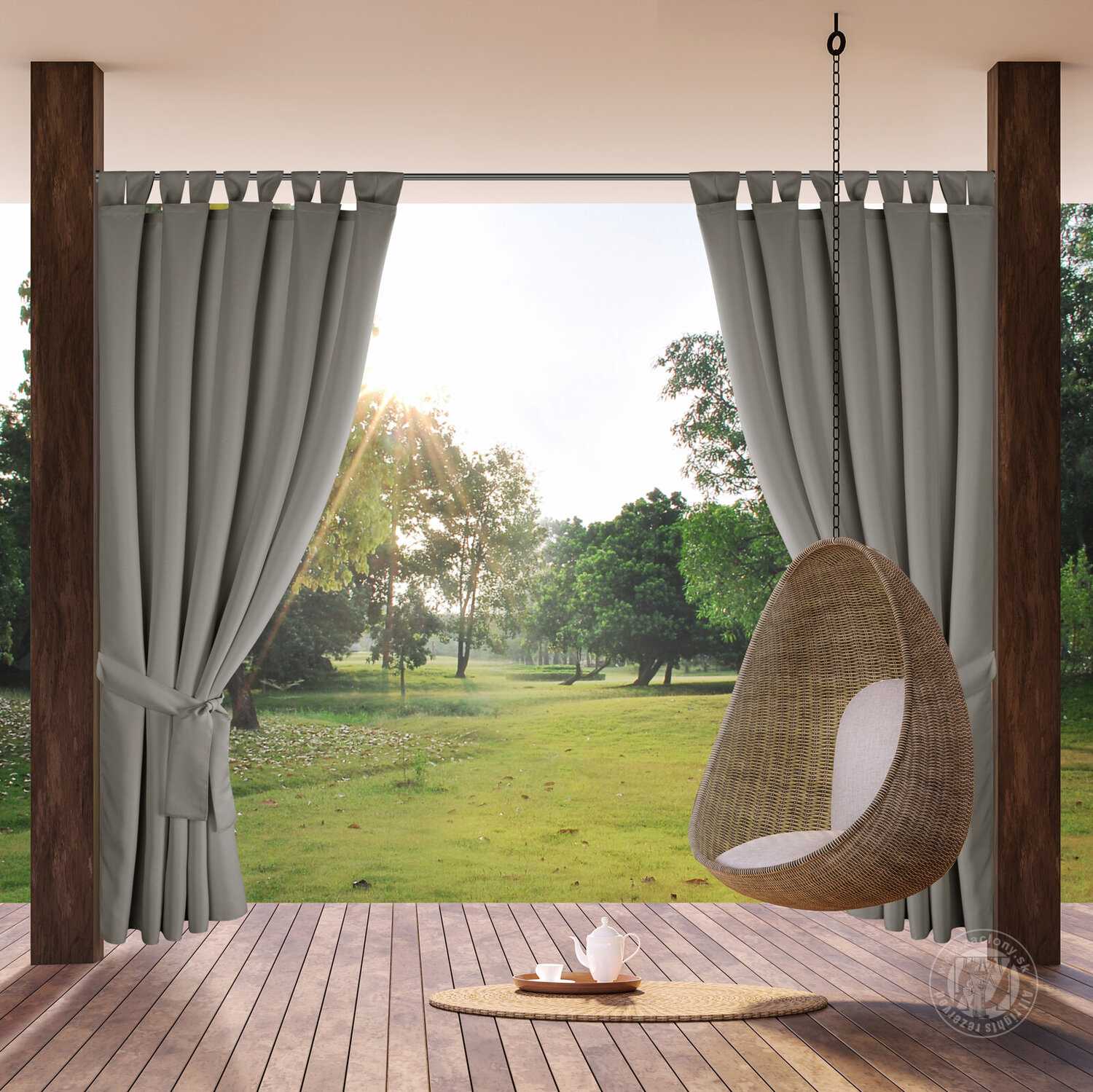 Záves na terasu GARDEN2 na pútkach 155x240 cm strieborný