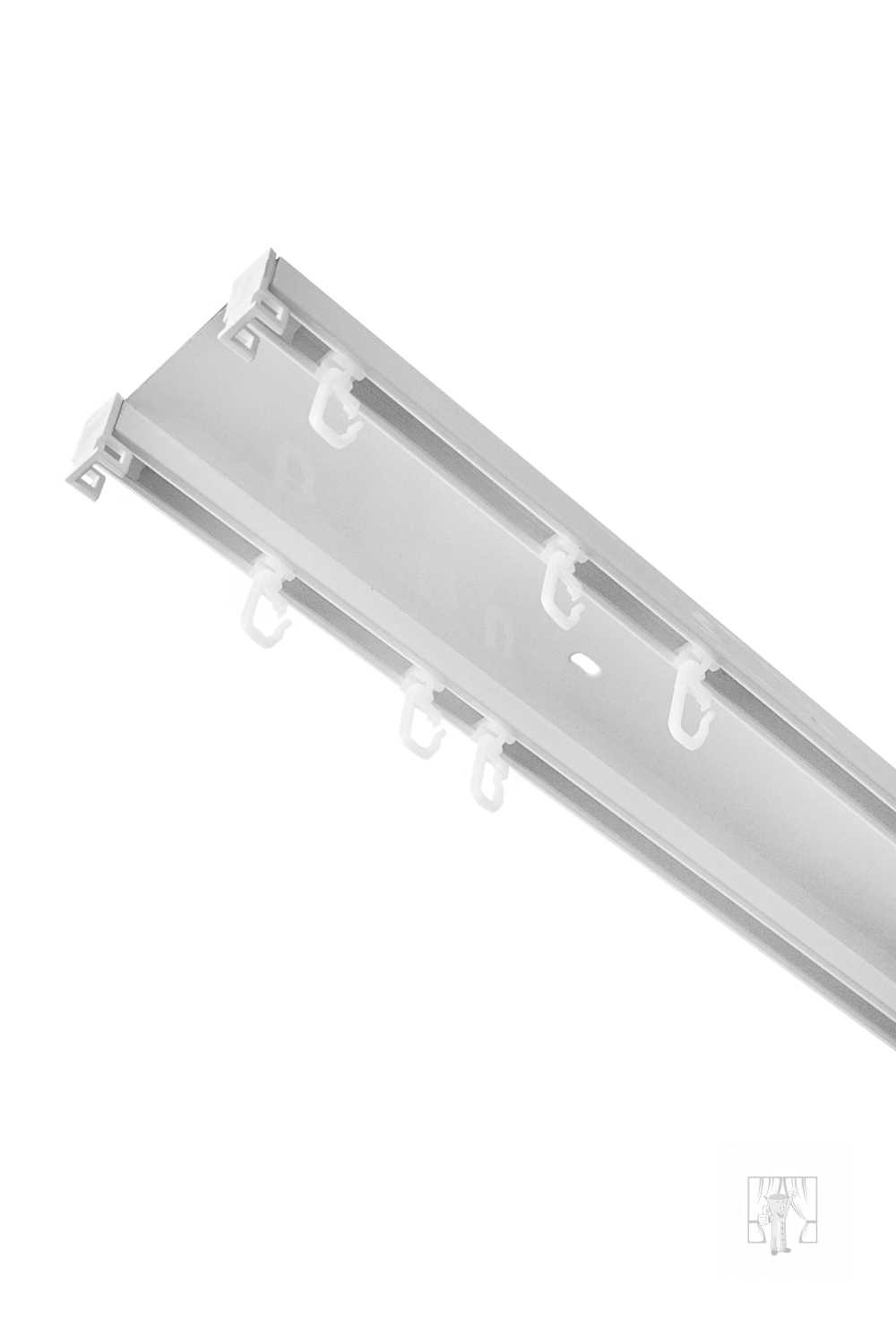 Stropná hliníková koľajnica 2-drážková s príslušenstvom