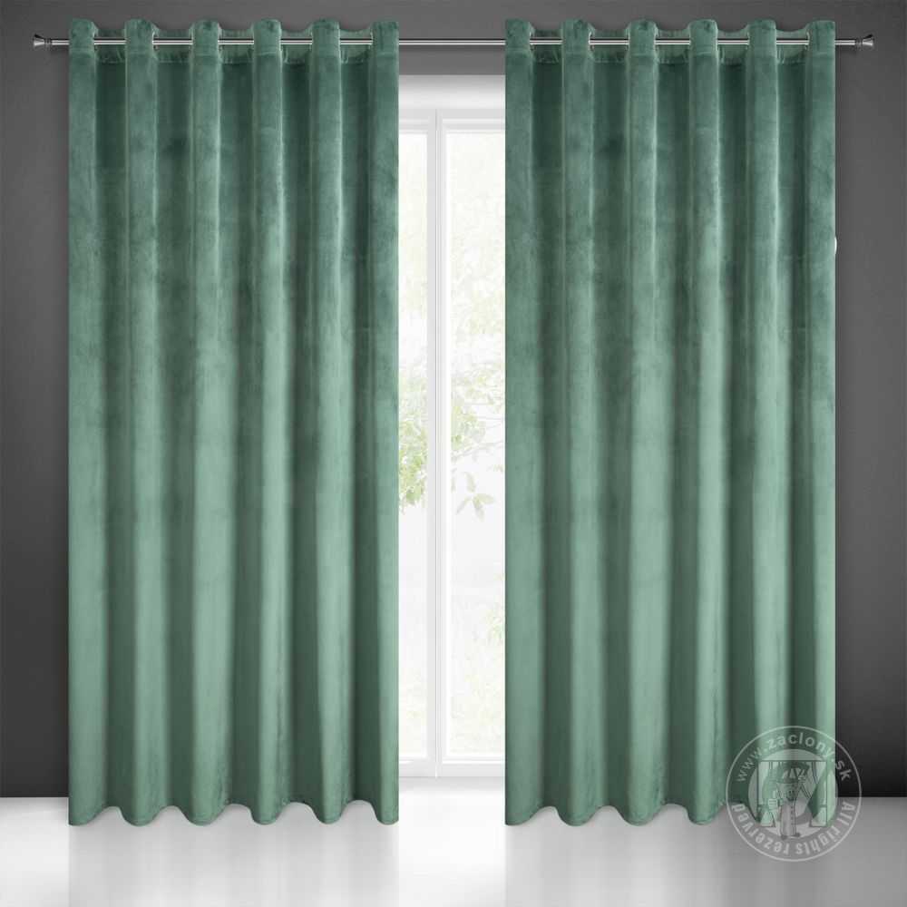 Záves MELANIE na krúžkoch tmavozelený 215x250cm