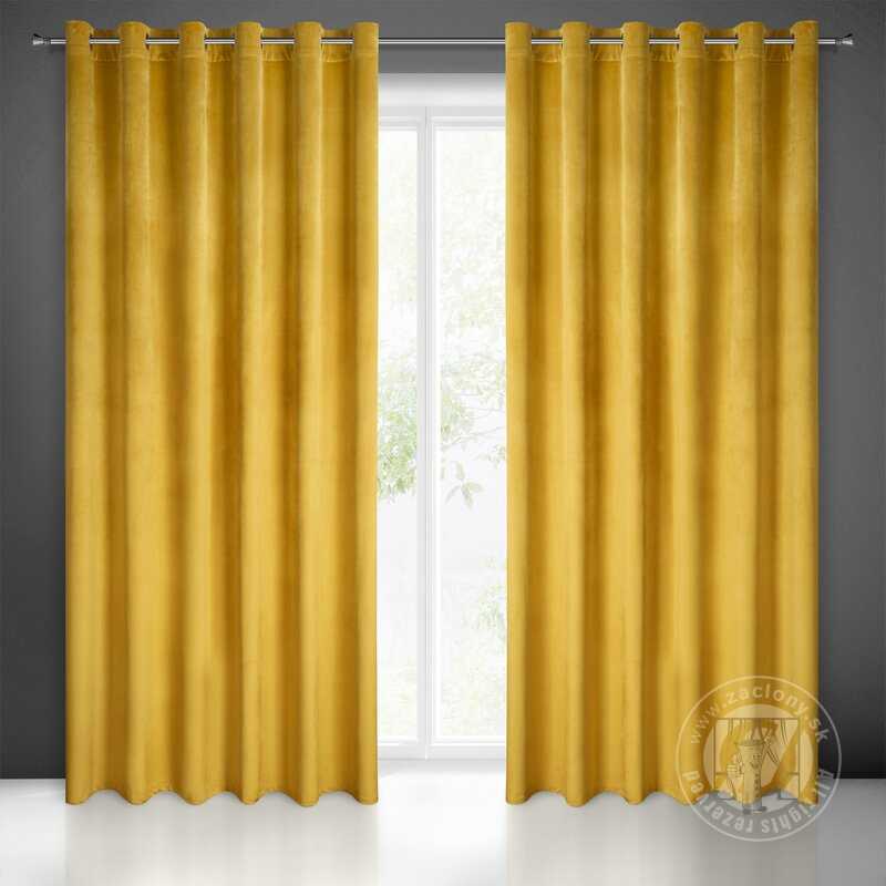 Záves MELANIE na krúžkoch horčicový 215x250cm 