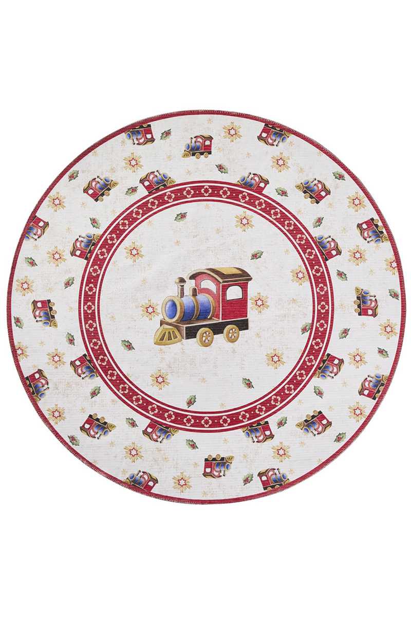 Kruhový kusový koberec Villeroy & Boch Toy`s Delight Limited Edition 106276 Cream Red, bez vlasu