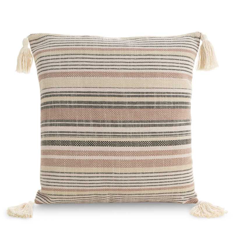 Obliečka na vankúš BOHO pruhovaná 45x45cm púdrová/sivá