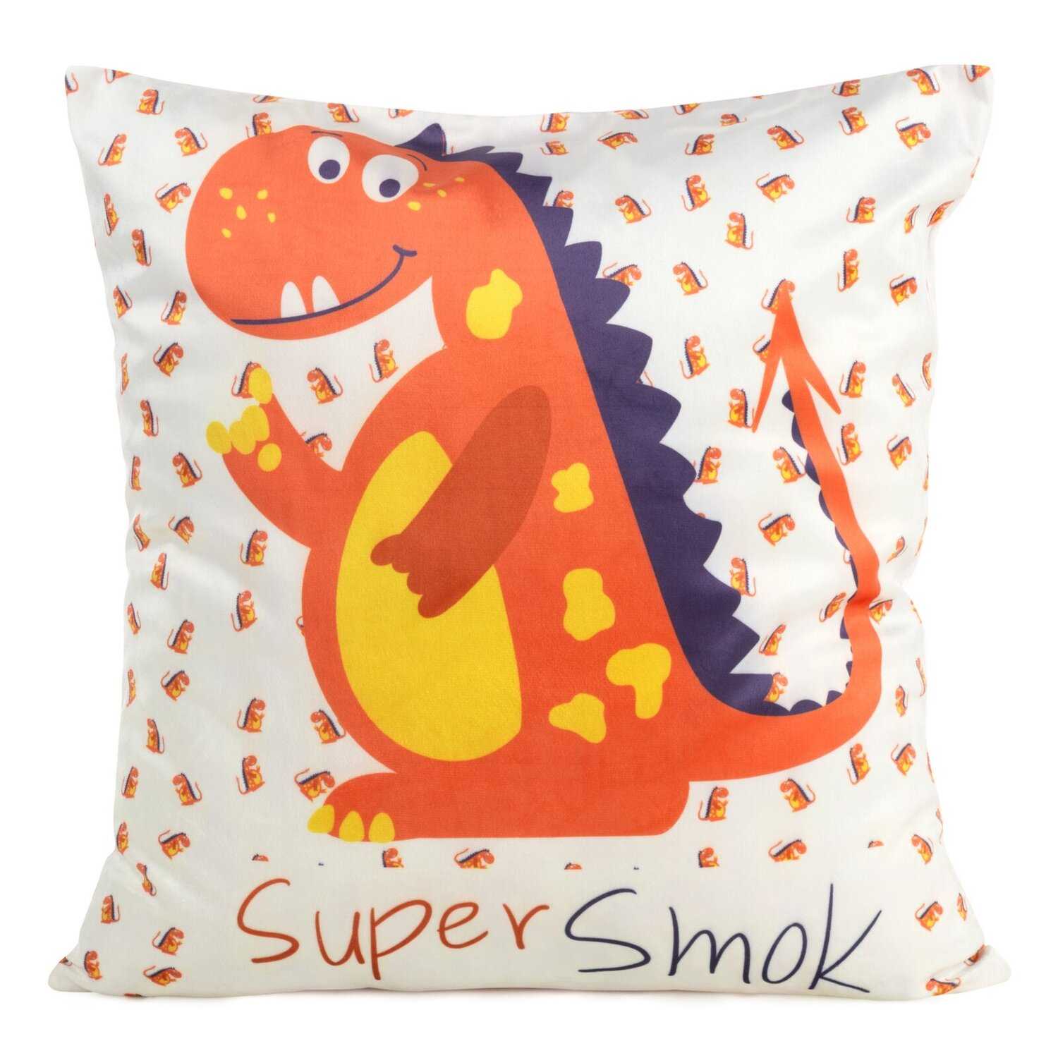 Obliečka na vankúš KIDS s drakmi 45x45cm biela/farebná