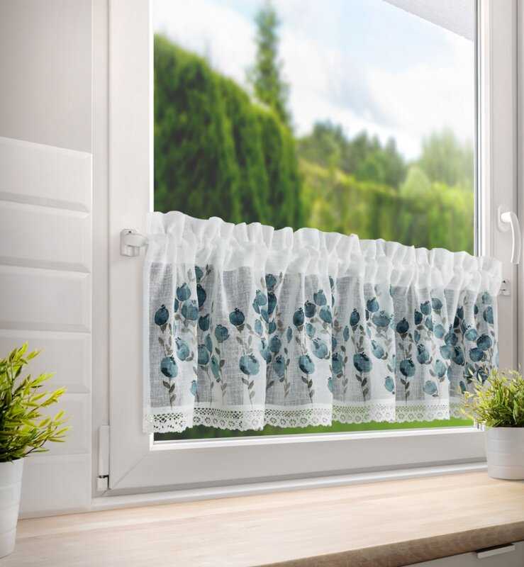 Vitrážová záclona POLA modré kvety 30x150cm