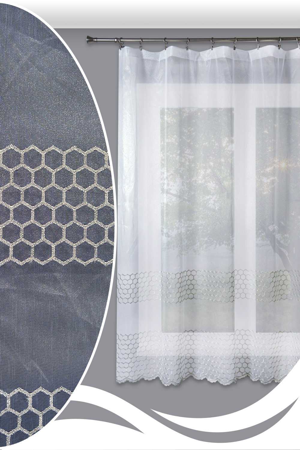 Záclona metráž 352751 biela, 170cm