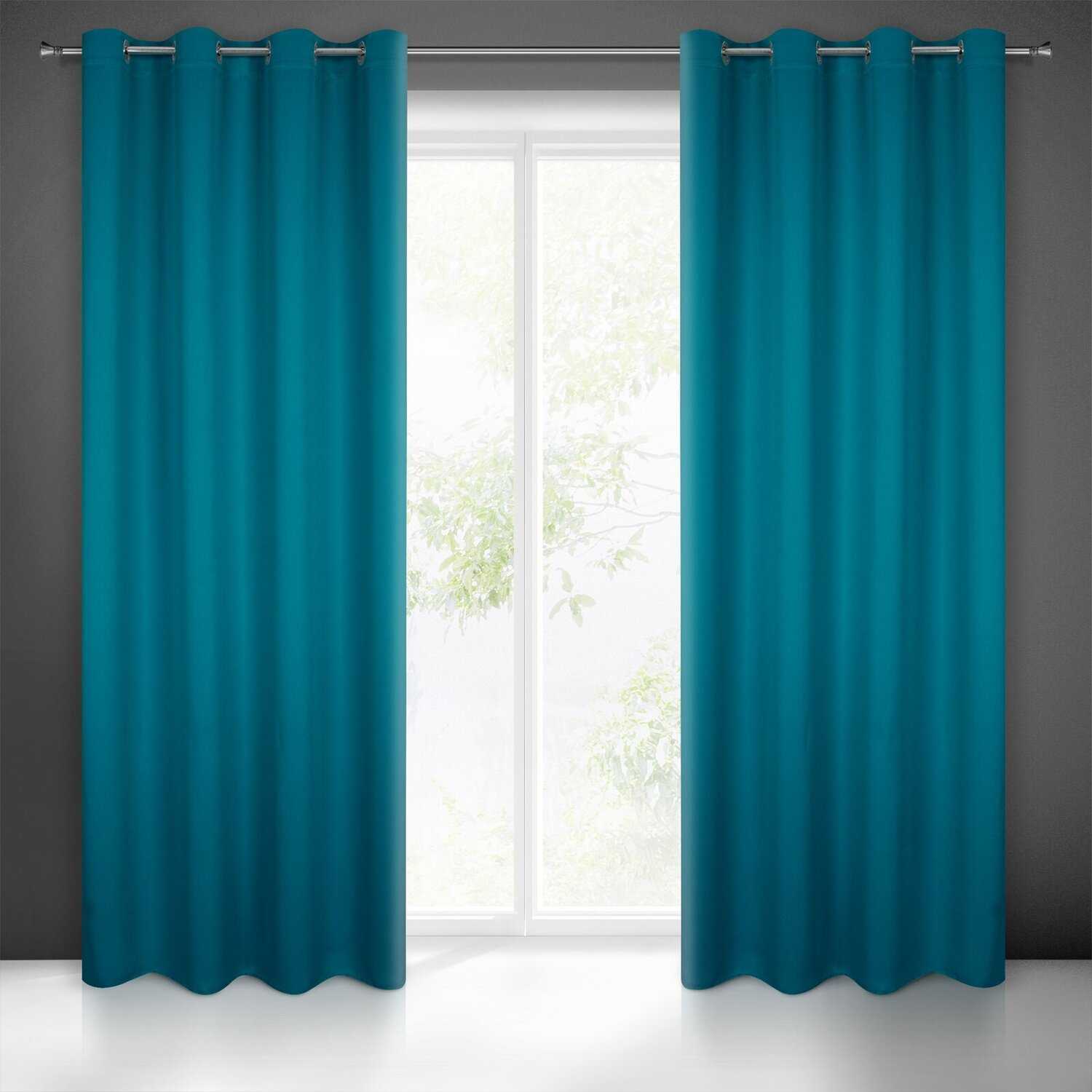 Záves BLACKOUT na krúžkoch 135x250cm tmavotyrkysový