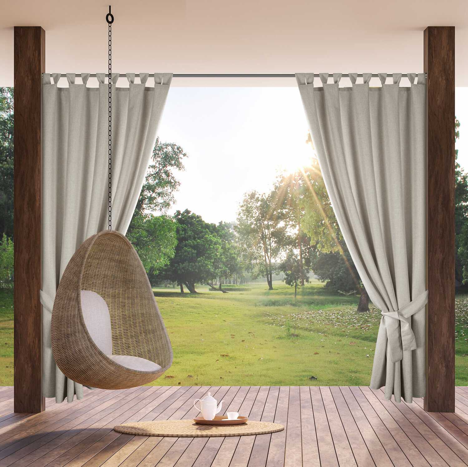 Záves na terasu GARDEN MEL na pútkach 155x260 cm strieborný