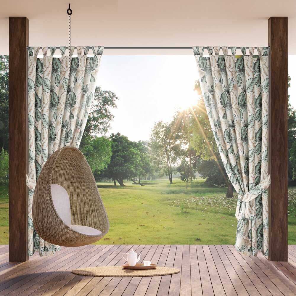 Záves na terasu GARDEN7 na pútkach 155x260 cm zelené listy