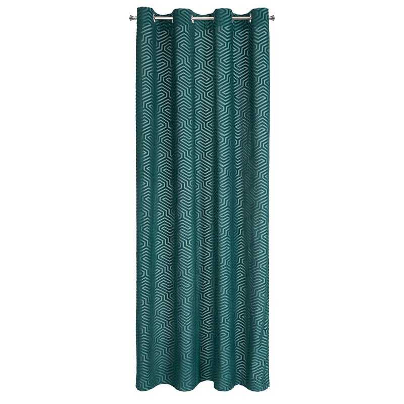 Záves PIERRE CARDIN INGA na krúžkoch tyrkysový 140x250cm