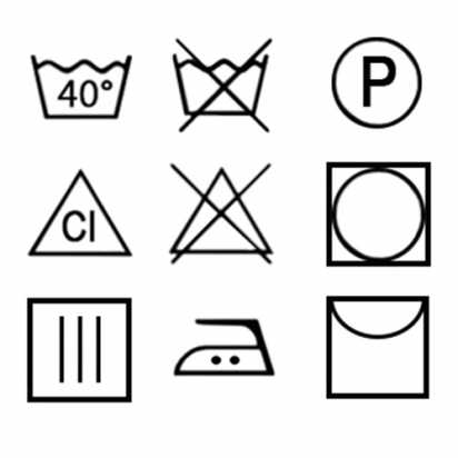 Legenda symbolov na údržbu textílií