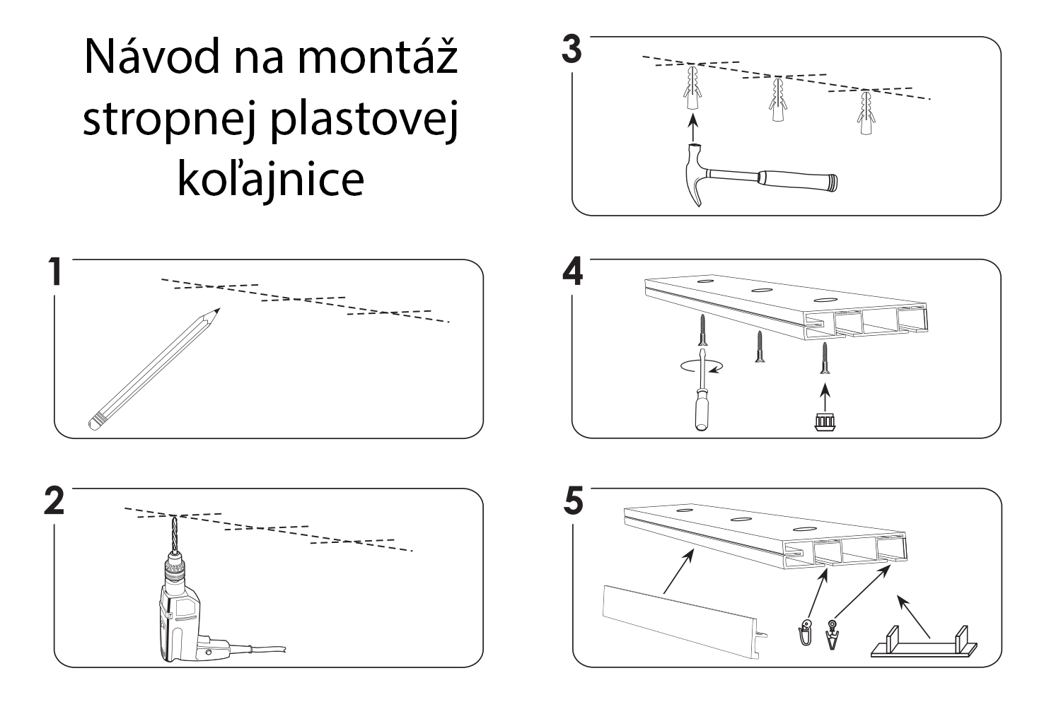 Stropná plastová koľajnica 1-drážková 1.DR-150