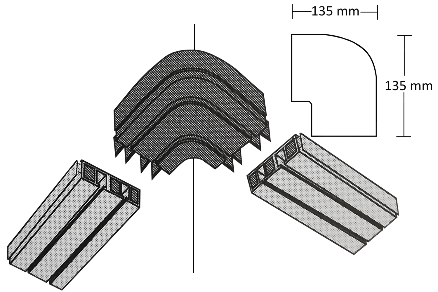 Oblúk ku plastovej koľajnici - vonkajší 2-drážkový vonkajší 2-drážky