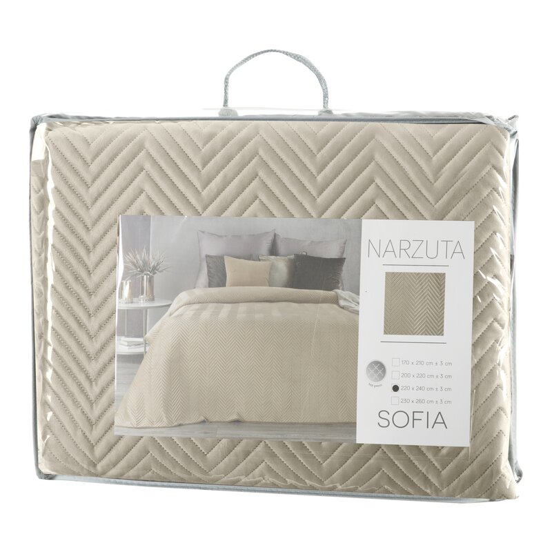 Zamatový prehoz na posteľ SOFIA 170x210 cm krémový 170x210