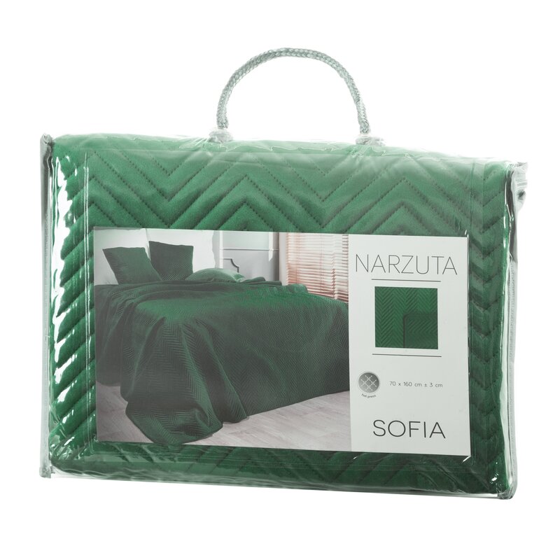 Zamatový prehoz na posteľ SOFIA 170x210 cm tmavozelený 170x210