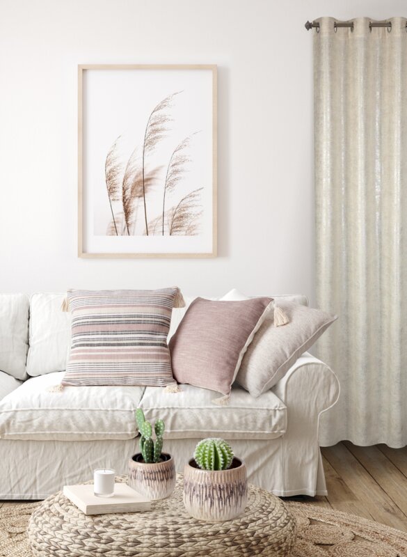 Obliečka na vankúš BOHO pruhovaná 45x45cm púdrová/sivá 45x45