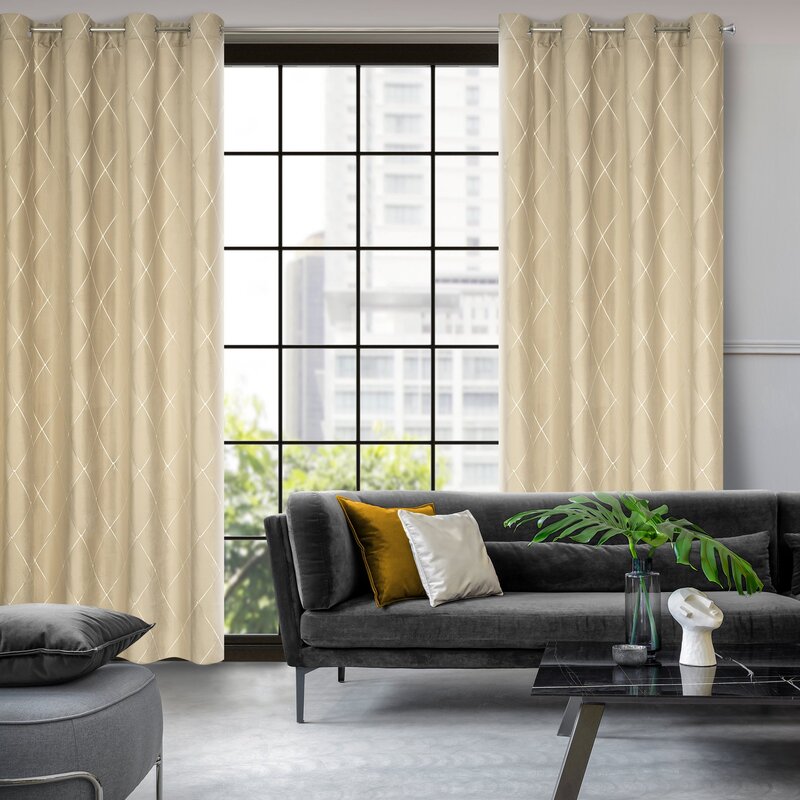 Záves PIERRE CARDIN MARGO na krúžkoch béžový/zlatý 140x250cm 140x250