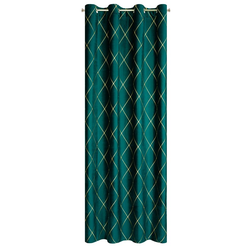 Záves PIERRE CARDIN MARGO na krúžkoch tmavý tyrkysový/zlatý 140x250cm 140x250
