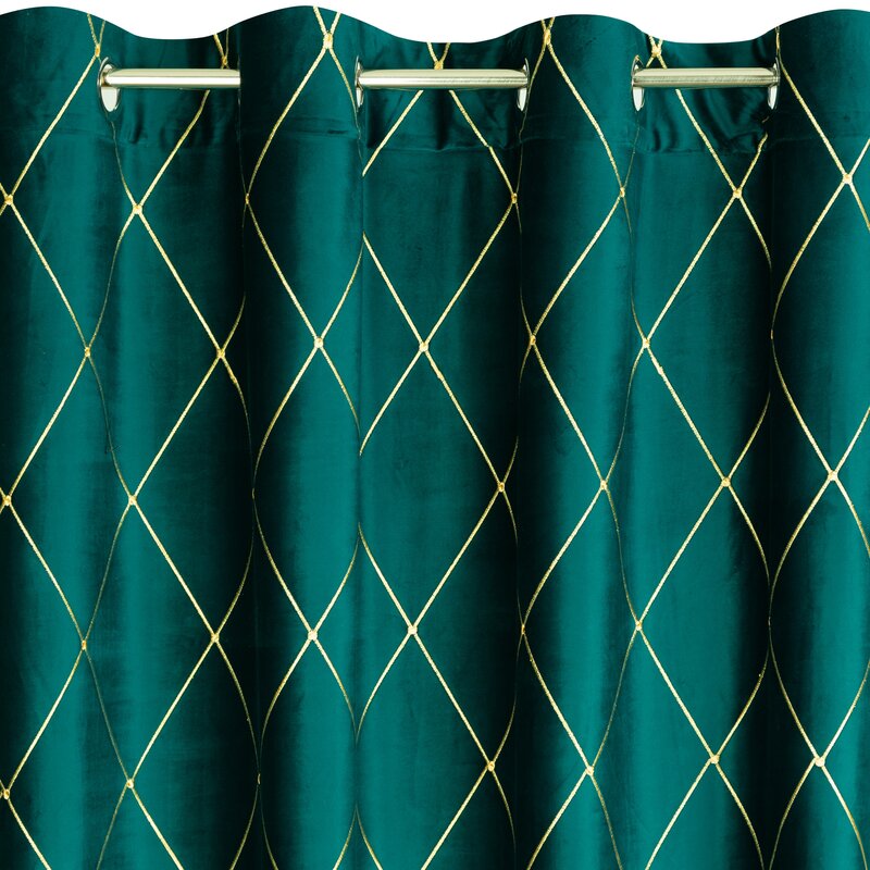 Záves PIERRE CARDIN MARGO na krúžkoch tmavý tyrkysový/zlatý 140x250cm 140x250