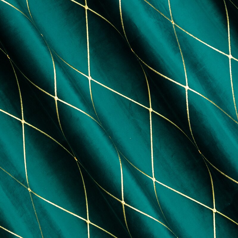 Záves PIERRE CARDIN MARGO na krúžkoch tmavý tyrkysový/zlatý 140x250cm 140x250