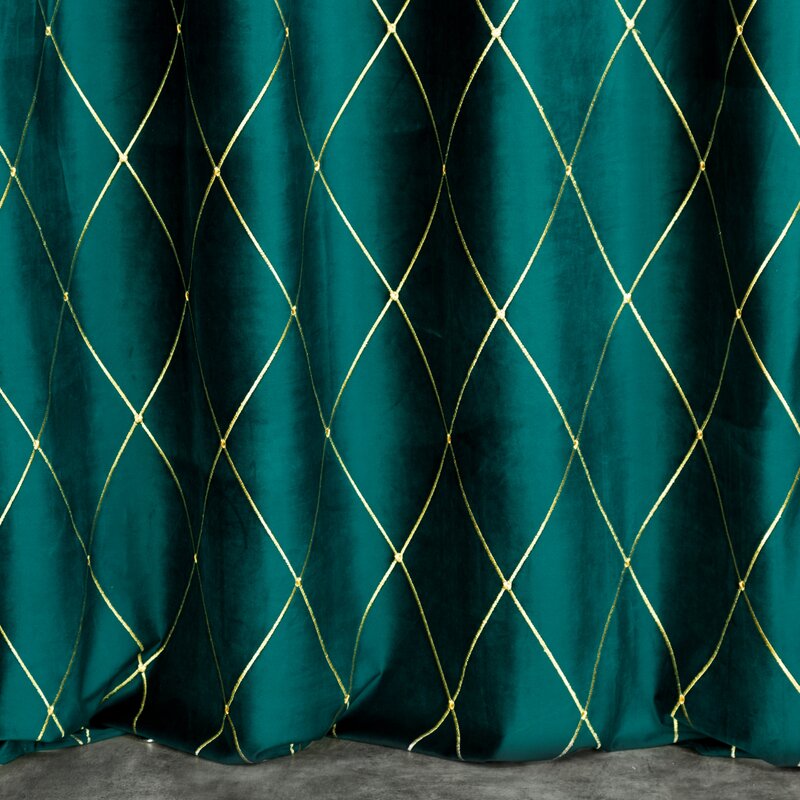 Záves PIERRE CARDIN MARGO na krúžkoch tmavý tyrkysový/zlatý 140x250cm 140x250