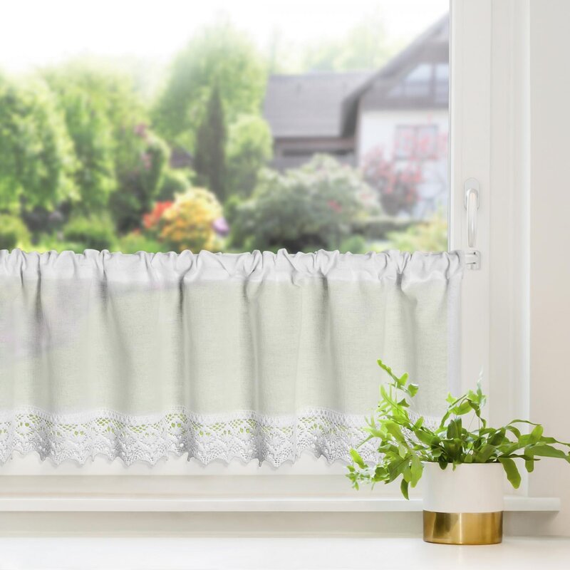 Vitrážová záclona CLARIE s krajkou biela 150x30cm 30x150