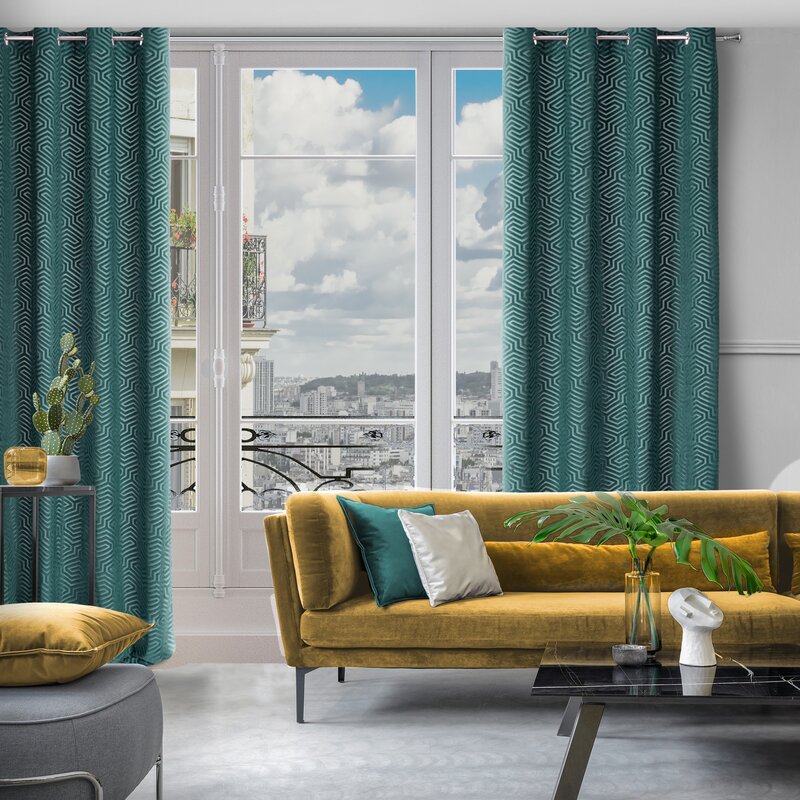 Záves PIERRE CARDIN INGA na krúžkoch tyrkysový 140x250cm 140x250