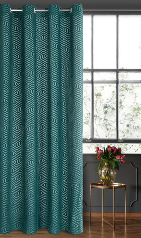 Záves PIERRE CARDIN INGA na krúžkoch tyrkysový 140x250cm 140x250