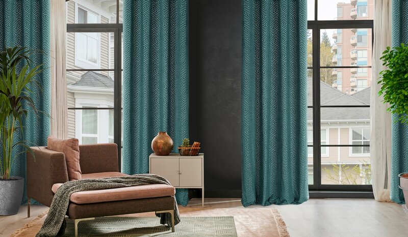 Záves PIERRE CARDIN INGA na krúžkoch tyrkysový 140x250cm 140x250