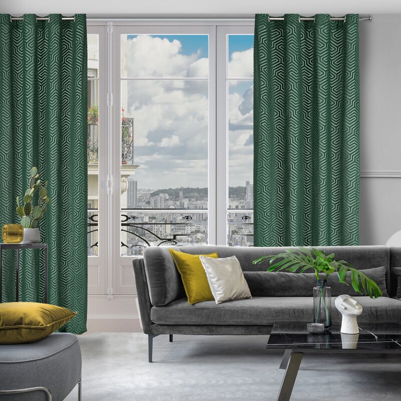 Záves PIERRE CARDIN INGA na krúžkoch tmavozelený 140x250cm 140x250