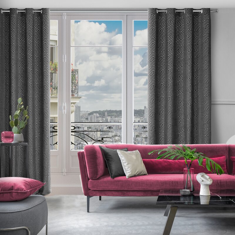 Záves PIERRE CARDIN INGA na krúžkoch čierny 140x250cm 140x250