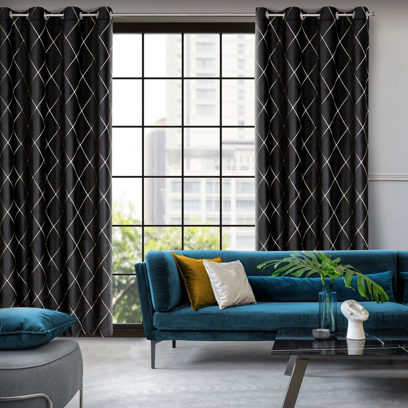 Záves PIERRE CARDIN MARGO na krúžkoch čierny/zlatý 140x250cm 140x250