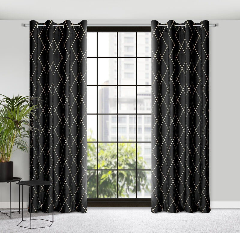 Záves PIERRE CARDIN MARGO na krúžkoch čierny/zlatý 140x250cm 140x250