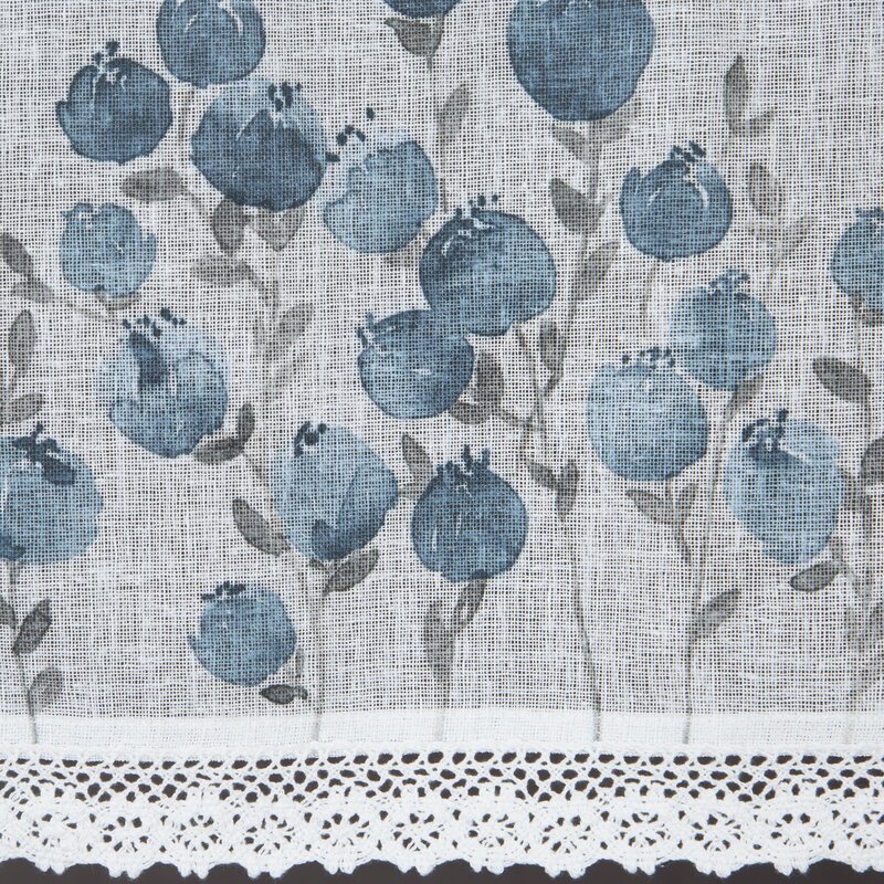 Vitrážová záclona POLA modré kvety 30x150cm 30x150