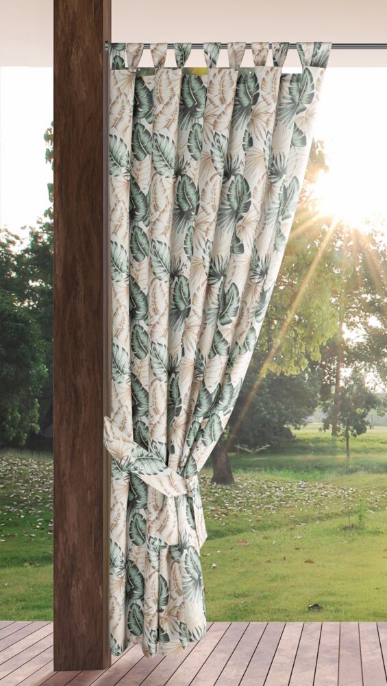 Záves na terasu GARDEN7 na pútkach 155x220 cm zelené listy 155x220