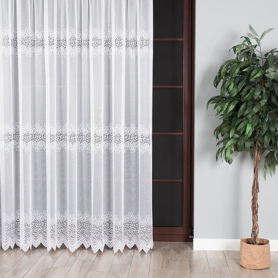 Žakarová záclona metráž VIOLETTA 001539/001 biela, 250cm 250