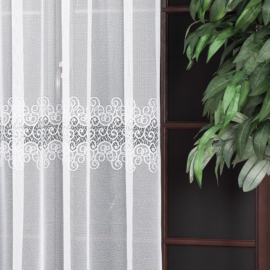 Žakarová záclona metráž VIOLETTA 001539/001 biela, 250cm 250