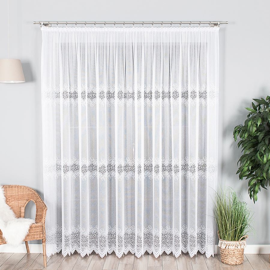 Žakarová záclona metráž VIOLETTA 001539/001 biela, 250cm 250