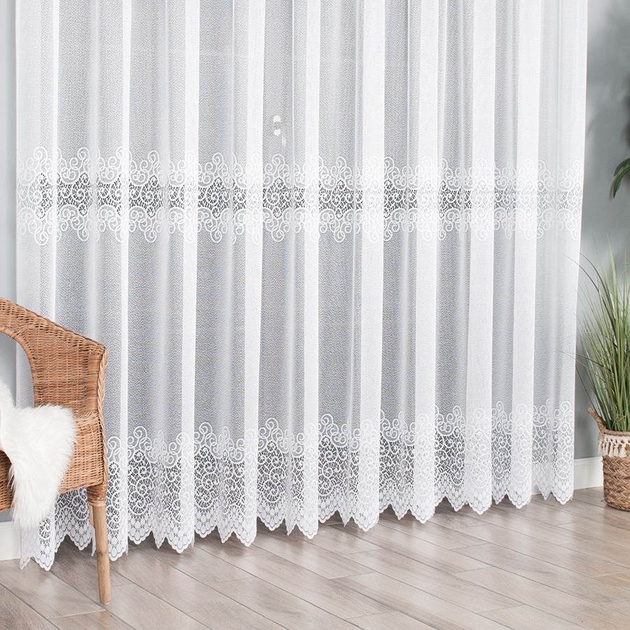 Žakarová záclona metráž VIOLETTA 001539/001 biela, 250cm 250
