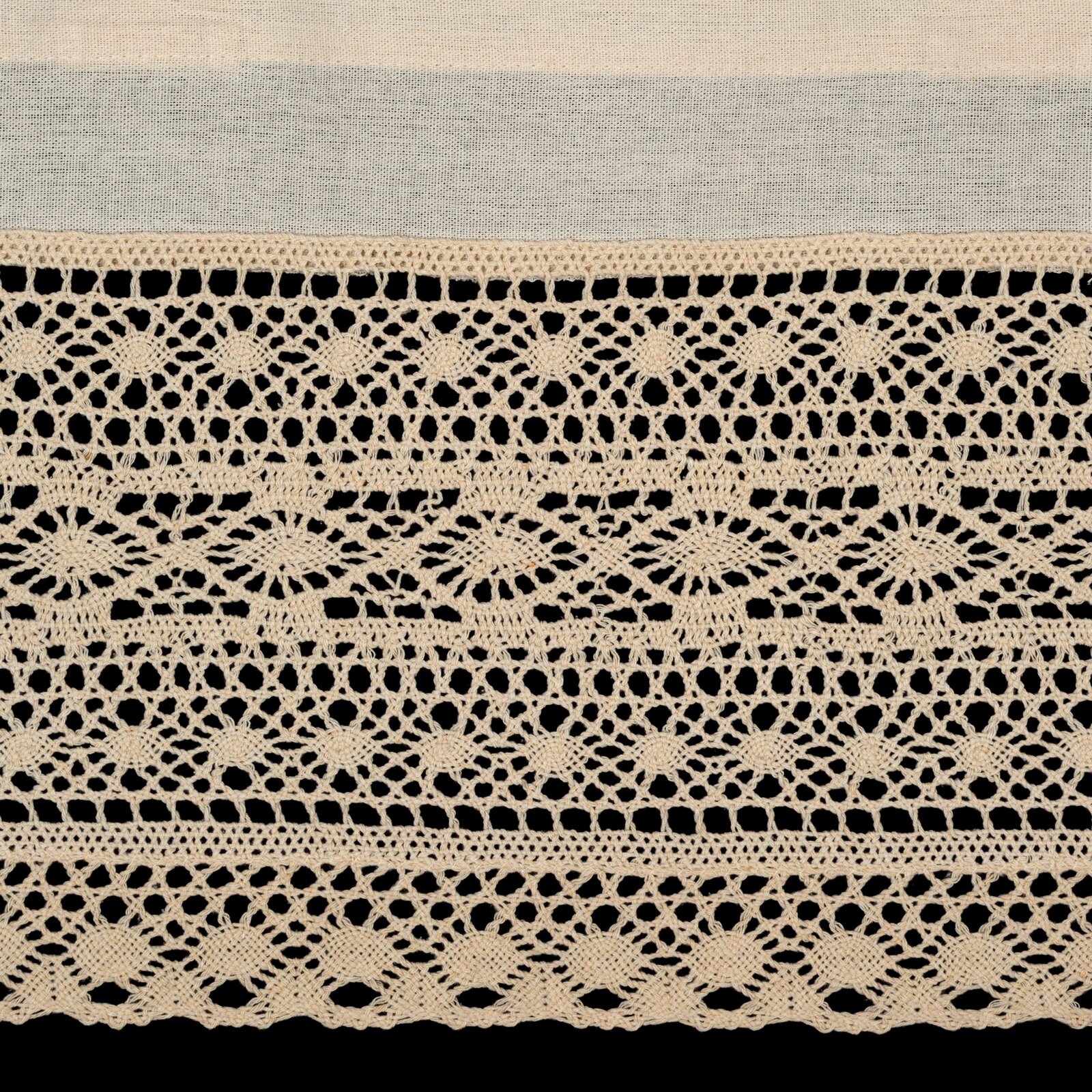 Vitrážová záclona MADDELINE s krajkou béžová 150x35cm 150x35