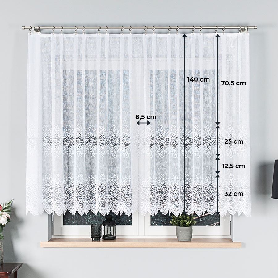 Žakarová záclona metráž VIOLETTA 001539/001 biela, 140cm 140