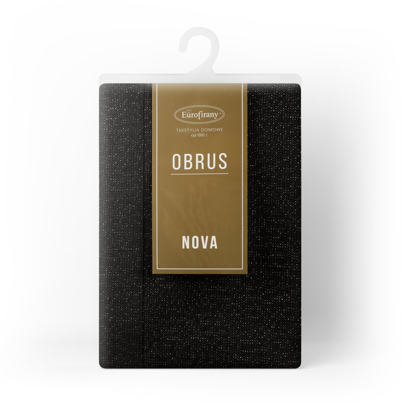 Hotový obrus STELLA1 145x350cm čierny so striebornou niťou 145x350