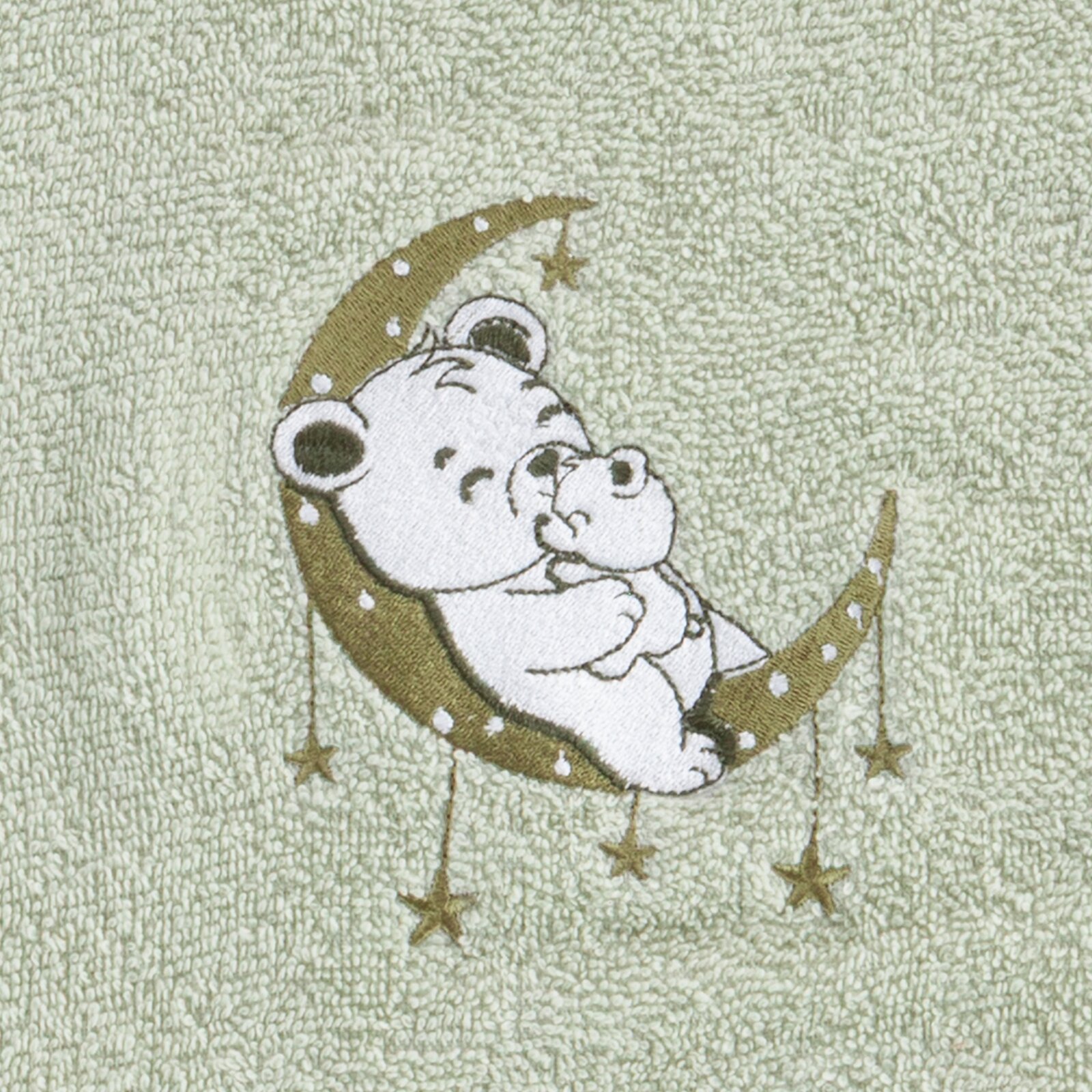 Detské pončo s kapucňou BABY 60x120cm zelené s medvedíkom 60x120
