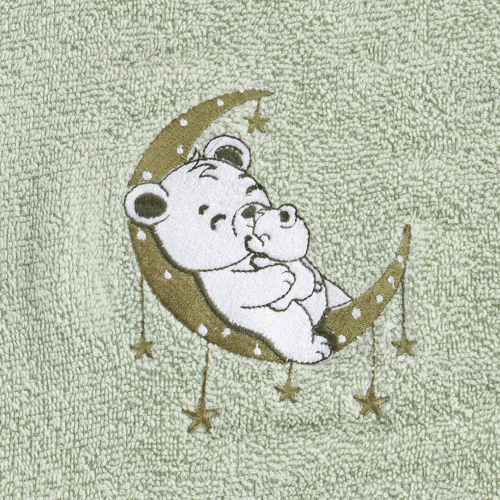 Detské pončo s kapucňou BABY 60x120cm zelené s medvedíkom 60x120