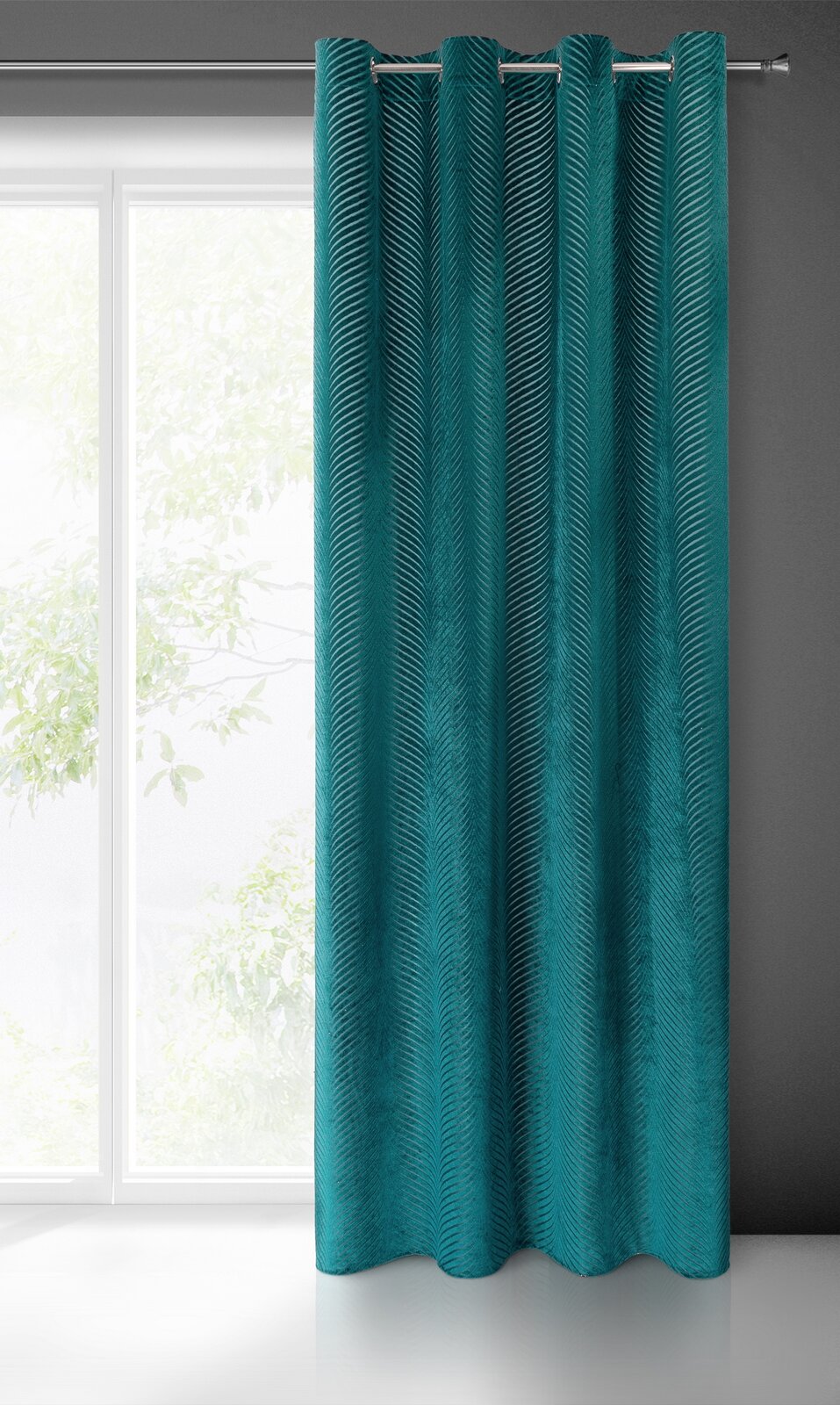Záves LUSSI na krúžkoch 140x250 cm tmavotyrkysový 140x250
