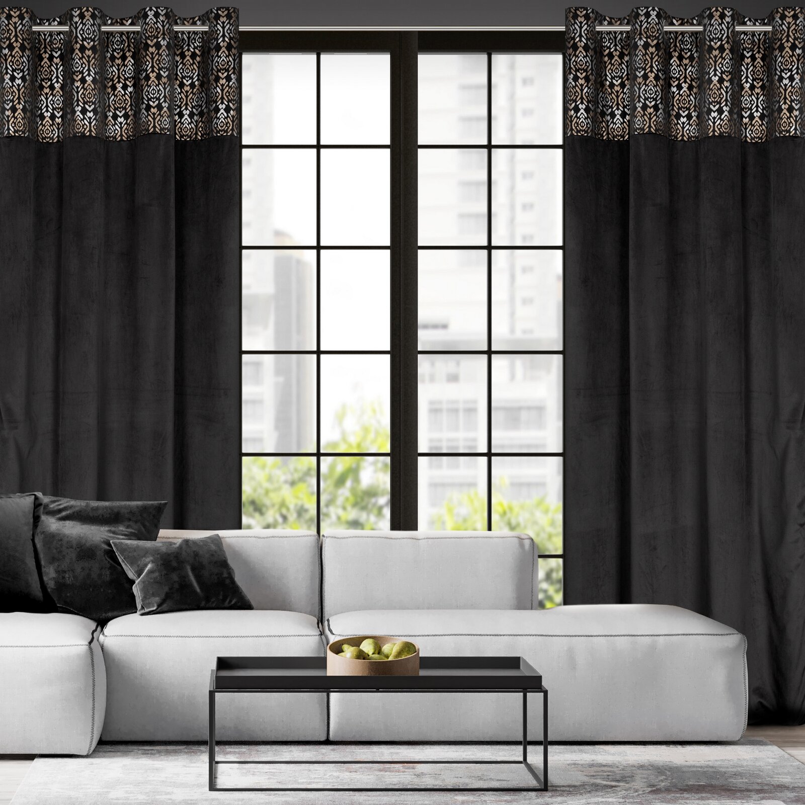 Záves LIZA na krúžkoch 140x250 cm čierny/zlatý 140x250