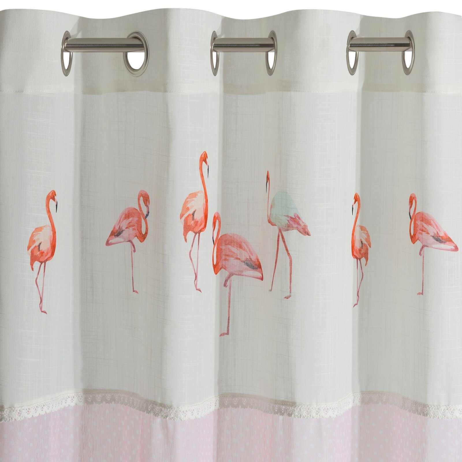 Záves FLAMINGO na krúžkoch 140x250 cm ružový/biely 140x250