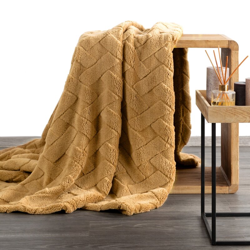 Deka z mikroflanelu CARO 200x220cm medová 200x220